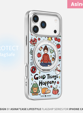 快乐冥想适用iPhone17Promax手机壳新款苹果16Pro磁吸带支架保护套支点ip15文艺小众14高级感13pm全包可爱