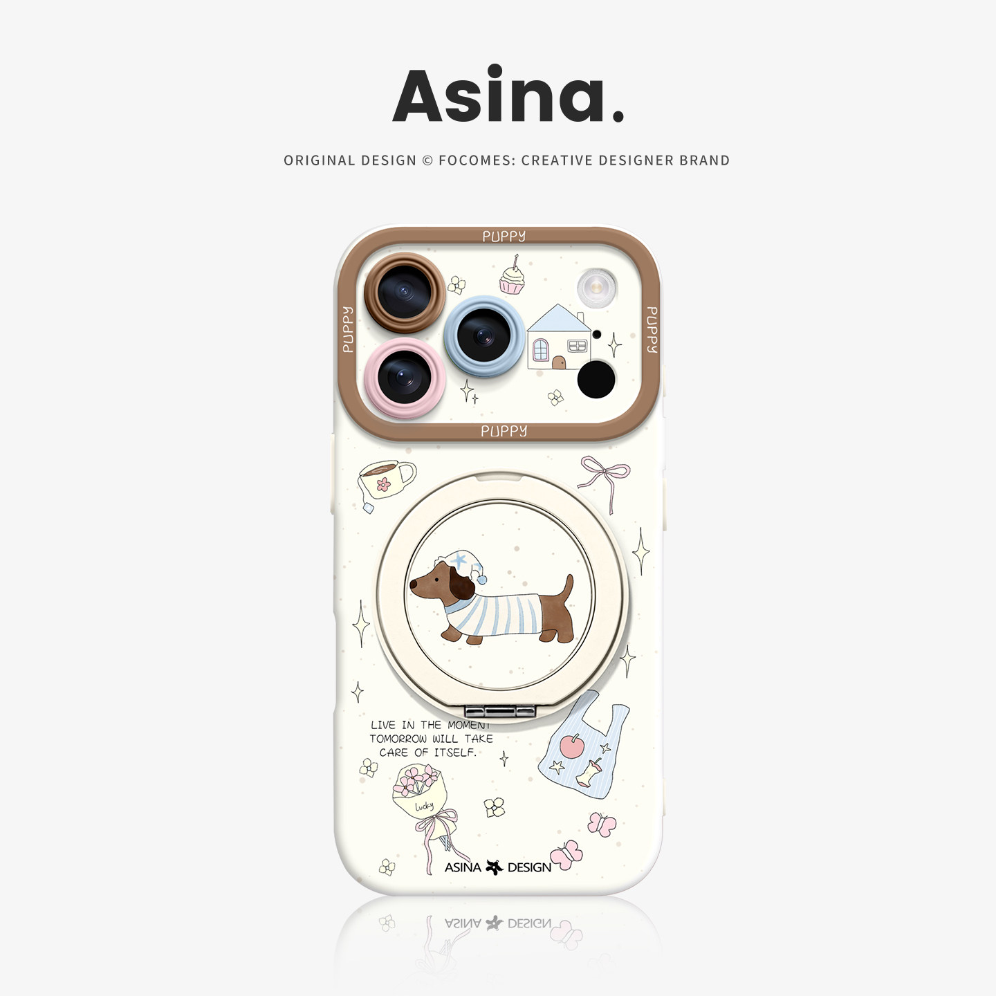 慵懒腊肠狗适用iPhone17Promax手机壳新款苹果16Pro磁吸带支架套Bo5液态硅胶支点ip15高级感14可爱13pm全包女