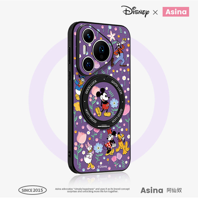米奇花海适用华为Pura80pro手机壳磁吸带支架pura70支点新款Ho3镜头全包网红迪士尼p70保护套可爱女高级感+