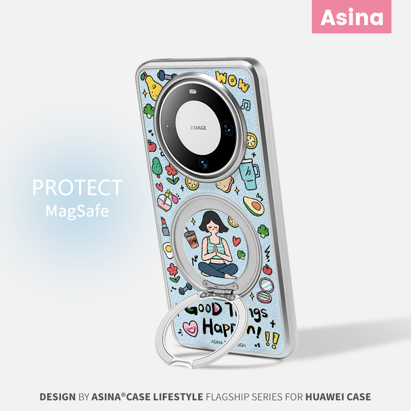 自律生活适用华为Mate60Pro手机壳磁吸带支架新款mt70por+支点保护套高级感仿皮ins风可爱mete60防摔全包女生