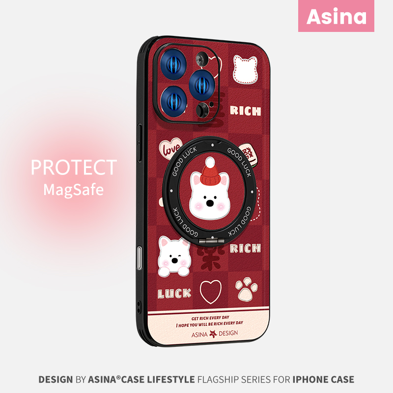 喜乐西高地适用苹果16Promax手机壳新款ip15磁吸带支架iPhone16Pro保护套支点红色蛇年14高级Ho3可爱13pm全包