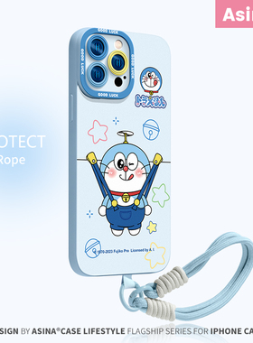 背带裤蓝胖子适用iPhone17Promax手机壳新款苹果16pro液态硅胶挂绳ip15保护套12可爱软全包超火女14pm防摔13