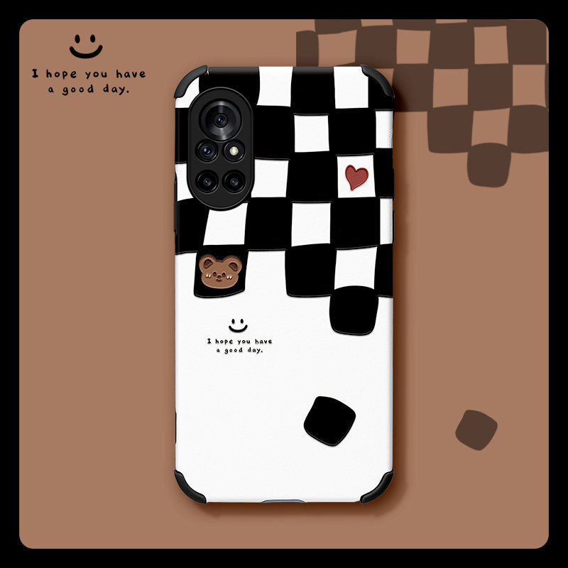 黑格小熊华为nova9手机壳新款nova8女款仿皮套情侣nova7全包8pro原创