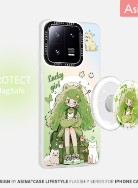 森林可爱少女适用小米14手机壳磁吸支架小米13Pro女款保护套vivox100Pro全包防摔新款夏天个性镭射硅胶Ultra