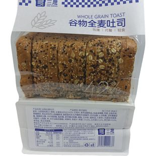 正品 袋早餐代餐饱腹轻食切片糕点 热销三晟谷物全麦吐司面包308g
