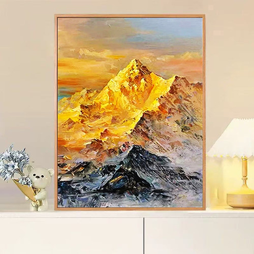 阳光浸染雪山风景钻石画手工DIY满钻简约现代客厅卧室挂画十字绣