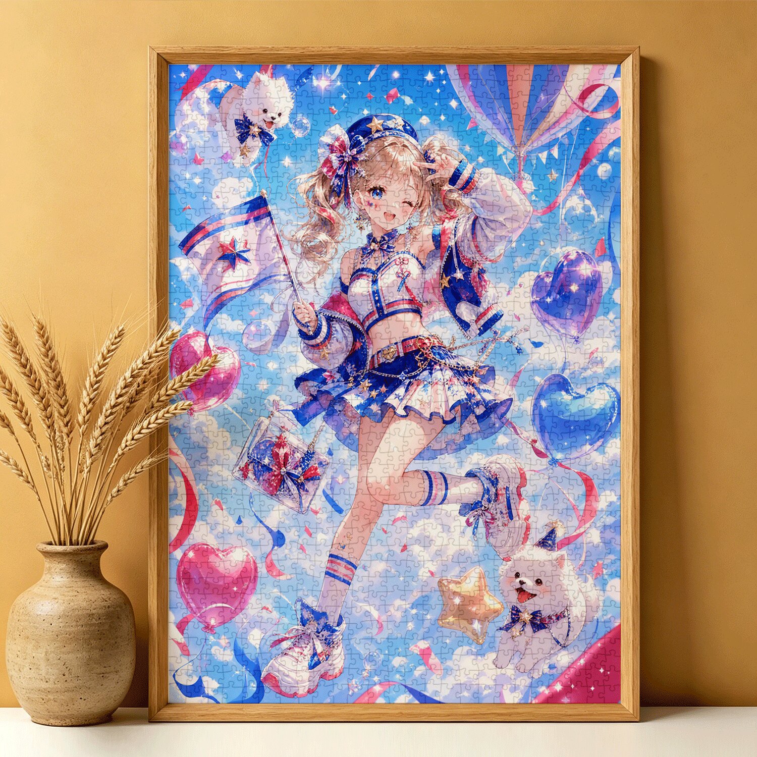 卡通治愈拼图1000片动漫插画成人高难度拼装礼物带框梦幻少女萌宠