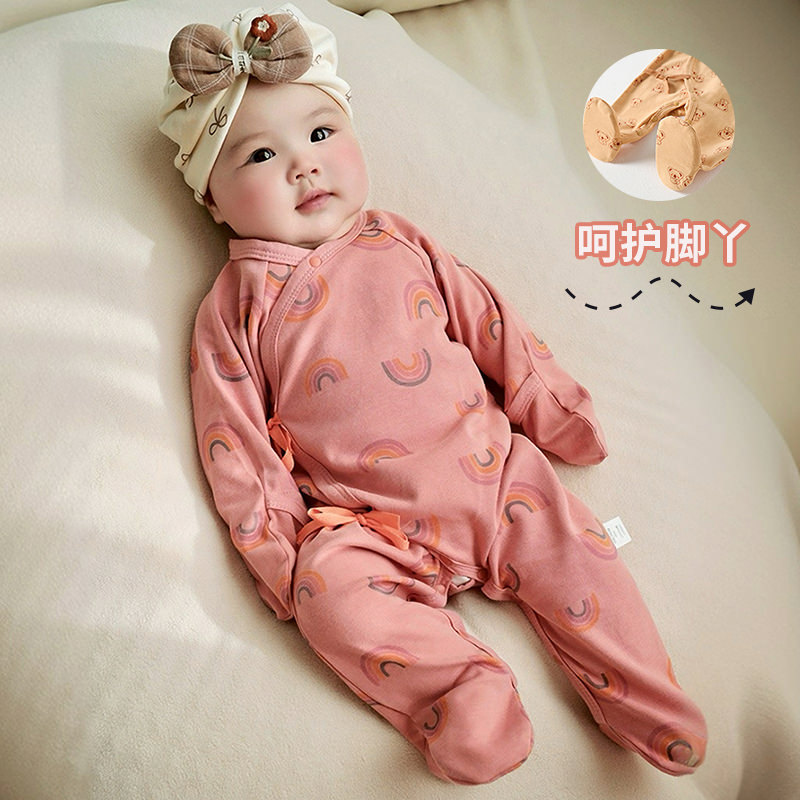 全棉纯棉A类婴儿睡袋宝宝睡衣带袜子带手套新生儿衣服包手包脚