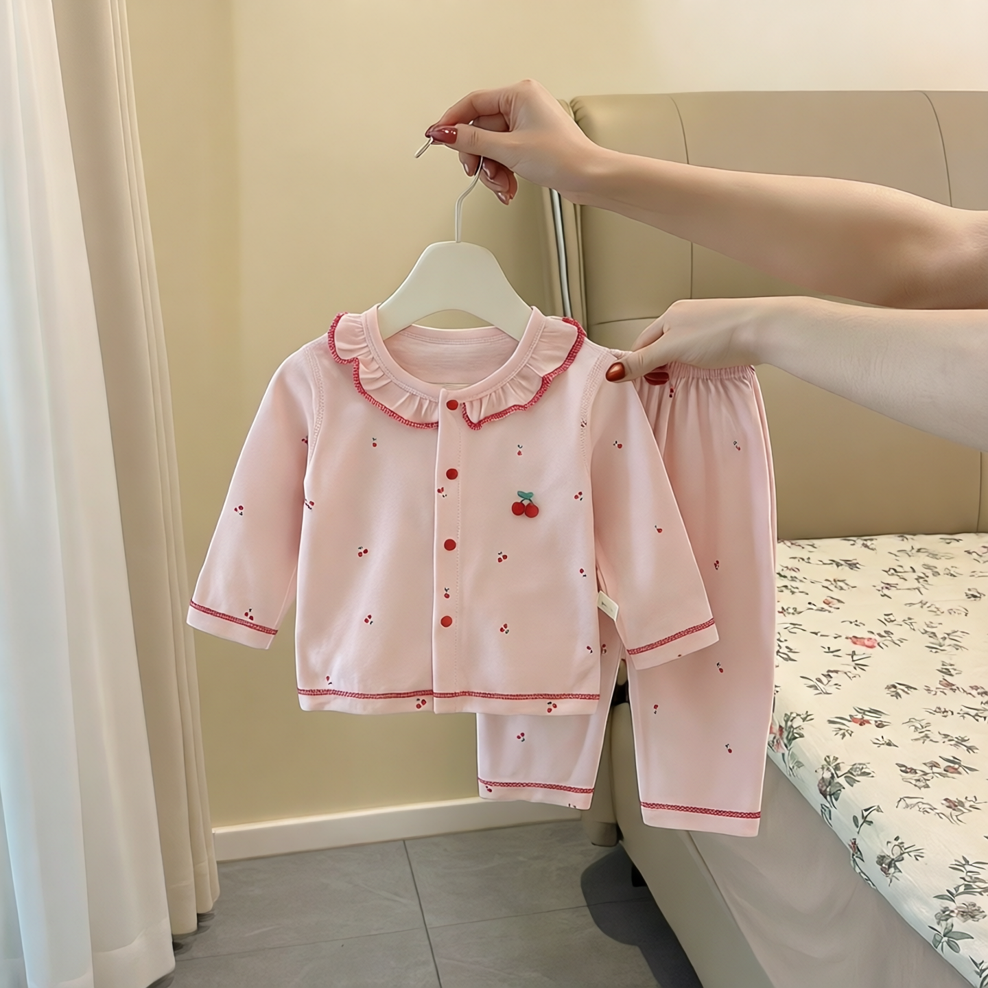 全棉纯棉婴儿夏季衣服女宝宝两件套空调服a类睡衣新生儿内衣薄款