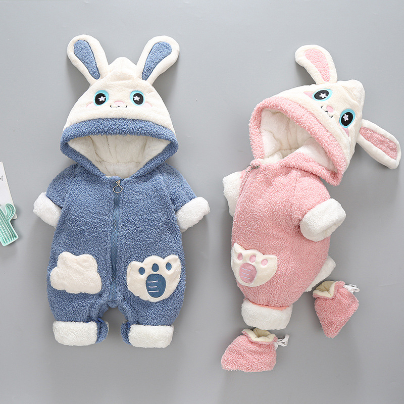 婴儿服冬季夹棉保暖加绒连体衣新生儿冬衣服宝宝初生外出抱衣秋冬