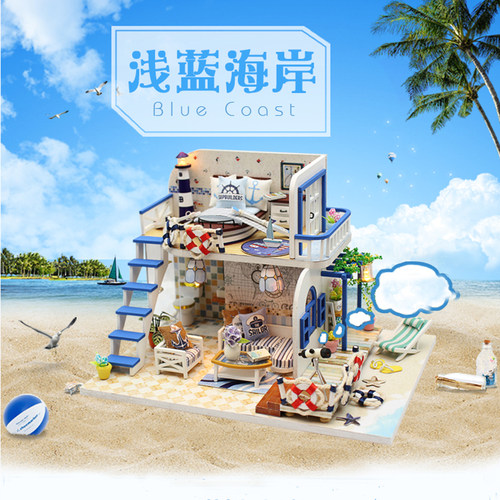diy小屋海景建筑沙盘小别墅组装