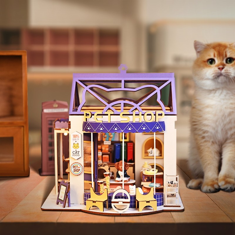 宠物店喵言喵语diy小屋手工房子
