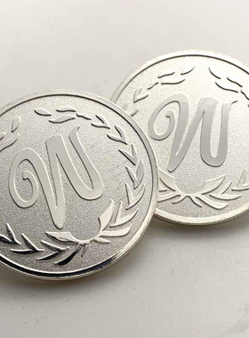 现货单手决策把玩镀银纪念币幸运