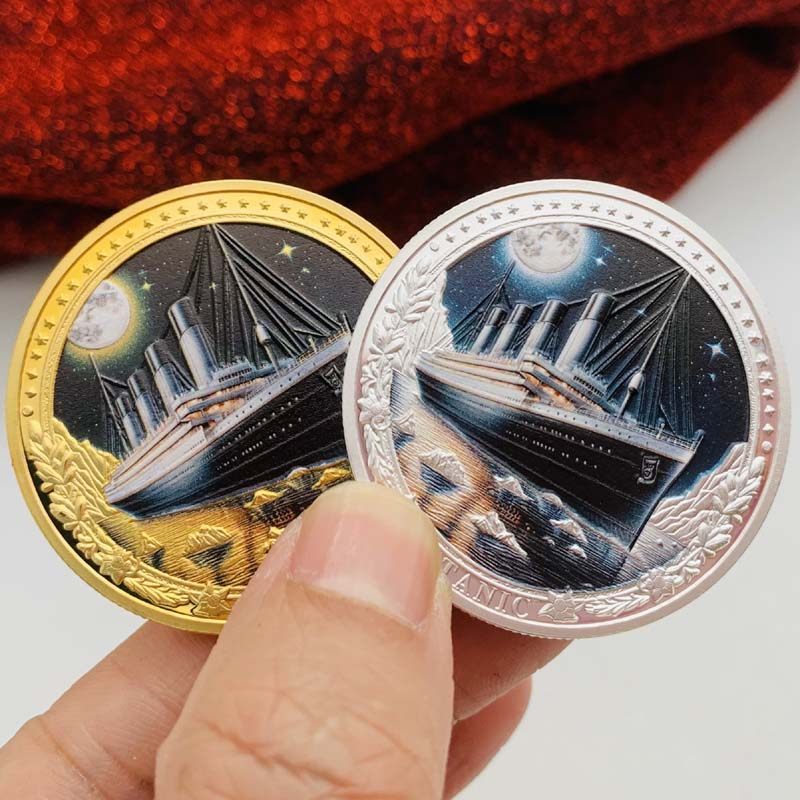 英国泰坦尼克号镀银彩印爱情纪念章 创意礼物硬币礼品纪念币