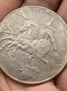 流浪币铠甲跃马骑士黄铜旧银纪念章 工艺把玩铜战士硬币纪念币