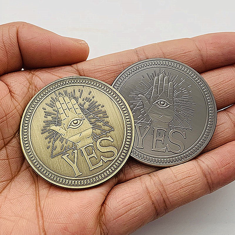 YES镀青古铜硬币收藏币NO骷髅头