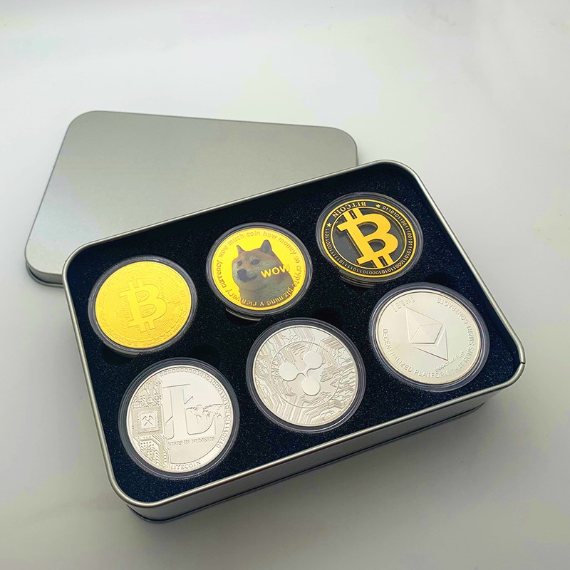 工艺美国实物镀金纪念币礼盒摆件