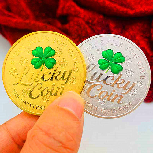 四叶草Lucky coin幸运爱情镀金纪念章 创意把玩随手礼物金币硬币