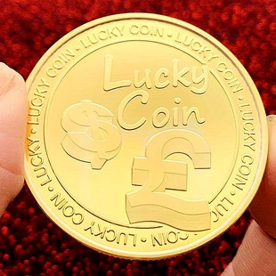 俄罗斯幸运币lucky 收藏币四叶草硬币金币纪念章 coin镀金纪念币