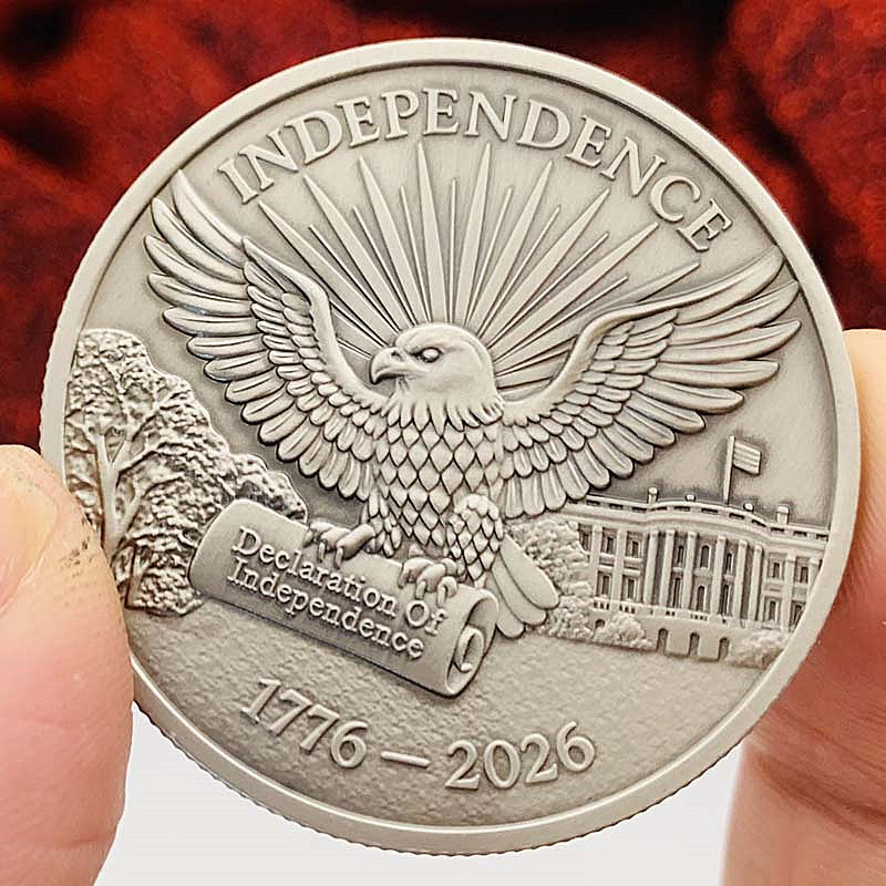 美国鹰250周合金镀镍古银纪念章 摆件装饰把玩硬币工艺铃铛礼物币
