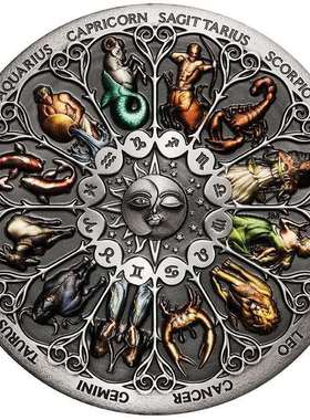十二星座太阳神月亮笑脸镍古银纪念币 收藏爱情币巨蟹座金币硬币