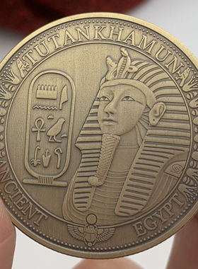 古埃及金字塔石狮人面像镀青古铜纪念章 工艺把玩硬币纪念品