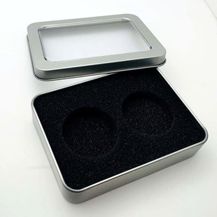 2枚落窗礼盒40mm定位纪念币礼包装盒 纪念章硬币金币生日币收藏盒