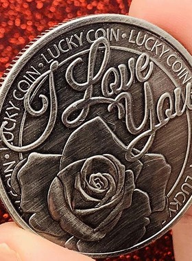 爱情心形镀镍古银四叶草硬币
