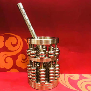 纯铜笔筒算盘高约8厘米直径约5.8厘米加精工文昌竹节笔