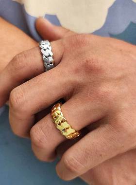 跨境欧美嘻哈8mm光面古巴链戒指