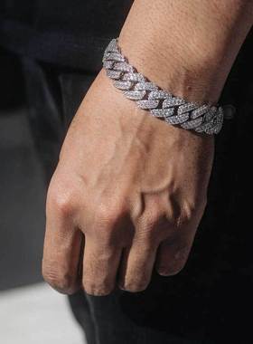 欧美饰品15mm翻盖扣菱形古巴链手