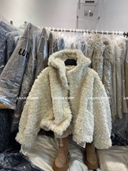 2025冬新款韩版宽松显瘦百搭连帽毛毛外套女皮毛一体上衣