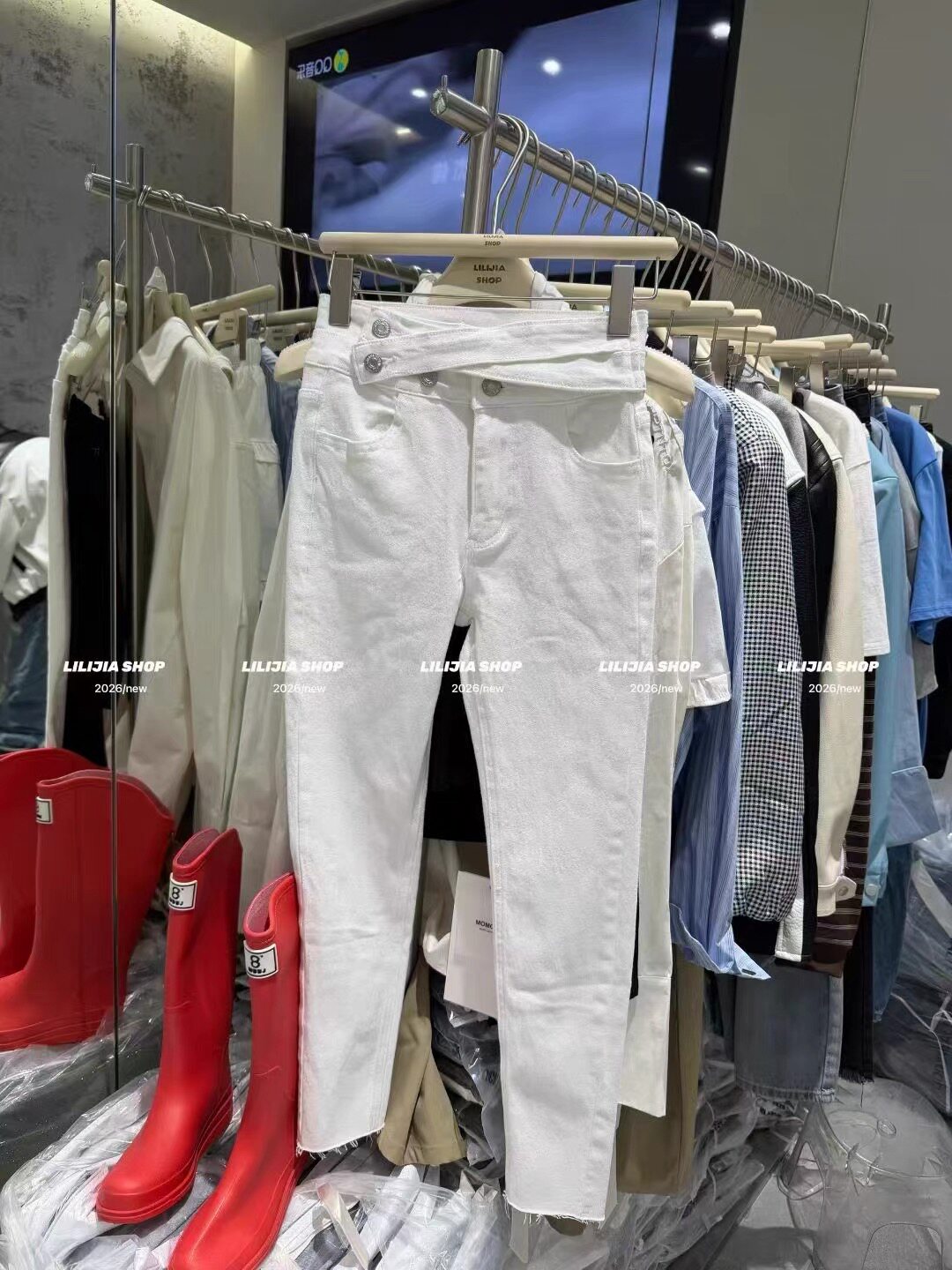 2026新款韩版时尚百搭显瘦高腰弹力牛仔裤女修身小脚裤