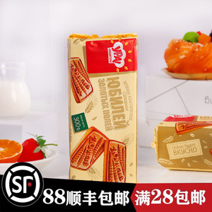 俄罗斯进口饼干烤奶味饼干乌拉牌巧克力味牛奶香早餐薄脆饼干300g