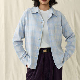 衬衫 古巴领翻领长袖 AW25 复古浅格纹 SUPERTOFU格纹法兰绒