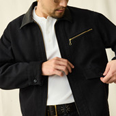 真皮翻领 吊坠斜拉链 洗水做旧帆布工装 SUPERTOFU 夹克 AW25