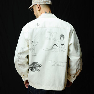 直喷 数码 复古做旧 工装 AW25 SUPERTOFU 翻领夹克外套 手绘印花