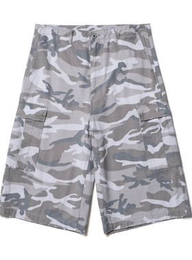 【清仓特价】SUPERTOFU 轻微磨损做旧 灰白迷彩 斜纹面料 七分裤