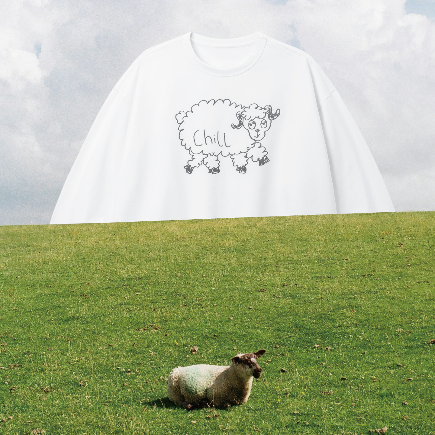 SUPERTOFU手绘绵羊「Chill咩Chill」凉感防晒 索罗娜长袖T恤 AW25