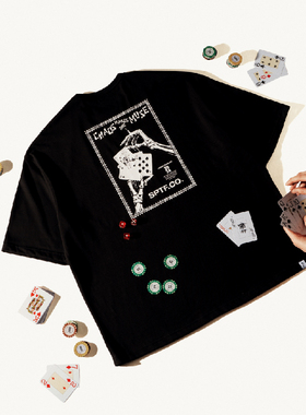 【清仓特价】SUPERTOFU 骷髅扑克主图 复古印花图案 短袖T恤