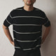 SUPERTOFU老钱风黑白条纹 T恤SS25 型微弹针织短袖 螺纹下摆 正肩版