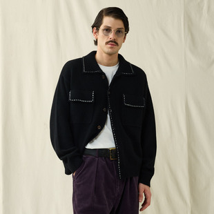 纯羊毛 毛衣外套 牛角纽扣 明线针织开衫 AW25 双口袋 SUPERTOFU