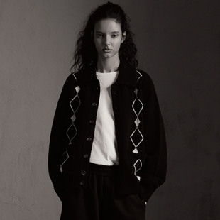 开衫 SUPERTOFU 舒适保暖 菱格针织提花 毛衣AW25 纯羊毛