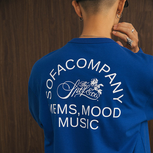 SUPERTOFU(SPTF) AW24 复古花体字 弧形排版 螺纹袖口 长袖T恤