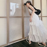 法式白色吊带连衣裙女夏季2025新款超仙甜美纯欲风蕾丝蛋糕连衣裙，女装连衣裙，浙宝225