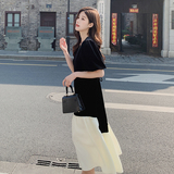 已出2023夏季新丝绒拼接女士连衣裙连衣225-23026-P115（控168），女装连衣裙，浙宝225