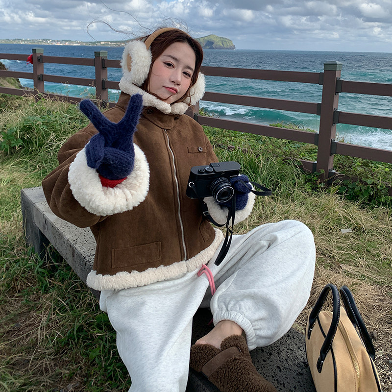 出货羊羔毛外套短款225-972-P185（控288）,女装短外套,浙宝225