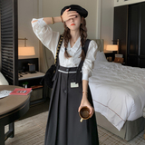 2022秋季新款白标装饰镶边黑色背带裙225-7711-P105（控158），女装连衣裙，浙宝225