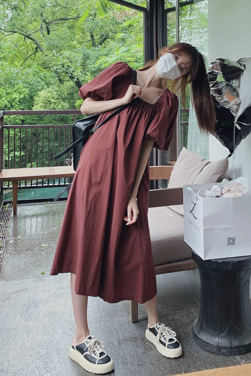 2023夏季新款中长款显瘦A字裙连衣裙225-23082-P115（控168）,女装连衣裙,浙宝225