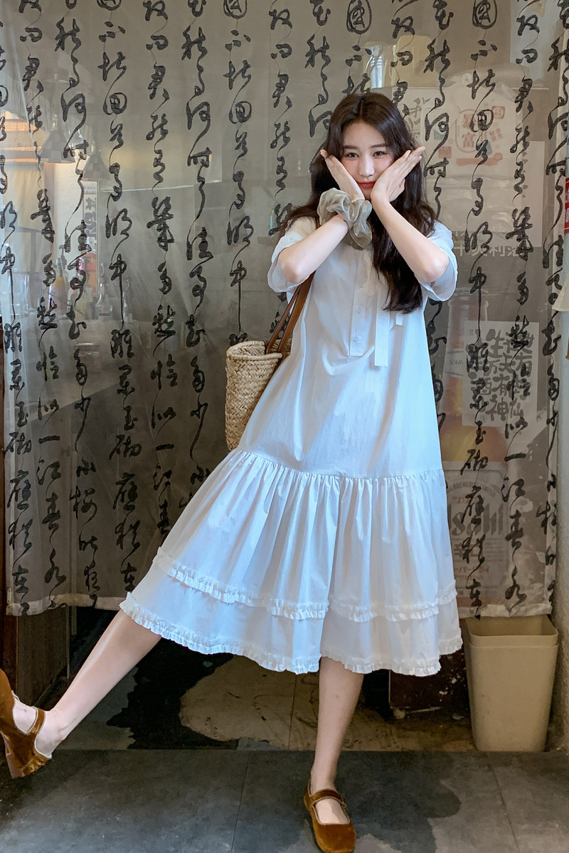 法式休闲衬衫白色连衣裙女夏2025新款小个子减龄爆款高级感公主裙,女装连衣裙,浙宝225